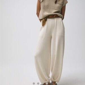 Free People Cream Sweater Beach Pants